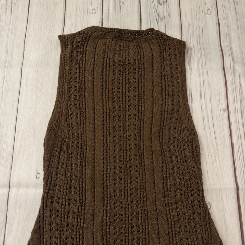 Zara Crochet Knit Mini Dress Brown Size Small Women's Sexy Summer‎ - Picture 13 of 13